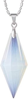 Nupuyai Crystal Point Necklace for Women, Reiki Chakra Stone Pendulum Pendant with Chain