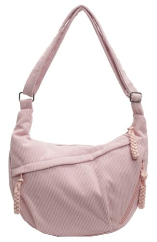 Image of Hobo Bag for Women Men Crescent Shoulder Bag Retro Nylon Canvas Crossbody Bag Slouchy Corduroy Dumpling Bag Purse | Retro