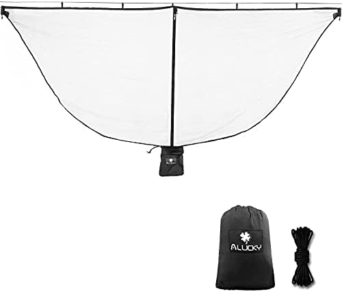 ALUCKY Hammock Net Camping Mosquito Net, No See Ums & Repels Insect, Polyester Netting for 360 Degree Protection, Double Sided Zipper for Easy Access Fits for All Camping Hammocks(Black)
