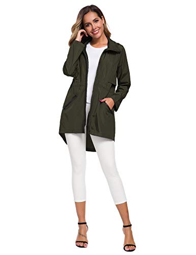 Avoogue Anorak Jacket Women Lightweight Portable Rain Jacket All Weather Coats Green M thumb #5