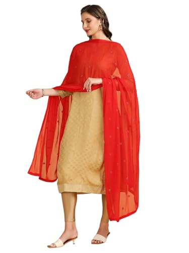 Image of DUPATTA BAZAAR Women's Embroidered Chiffon Dupatta with Delicate Sequins