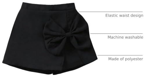 Image of BEAUDRM Girl's Elastic Waist Bow Front Trousers Split Straight Leg Cute Skort