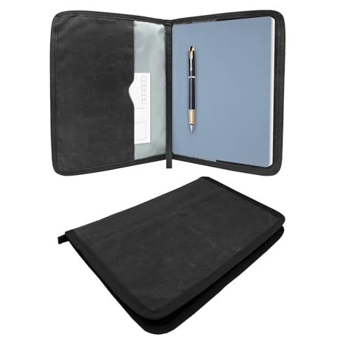 Funda de diario para cuadernos de notas de campo, funda de cuaderno B5 de 10 x 8.25 pulgadas, resistente al agua, para accesorios de diario, funda de lona encerada con clase, color negro