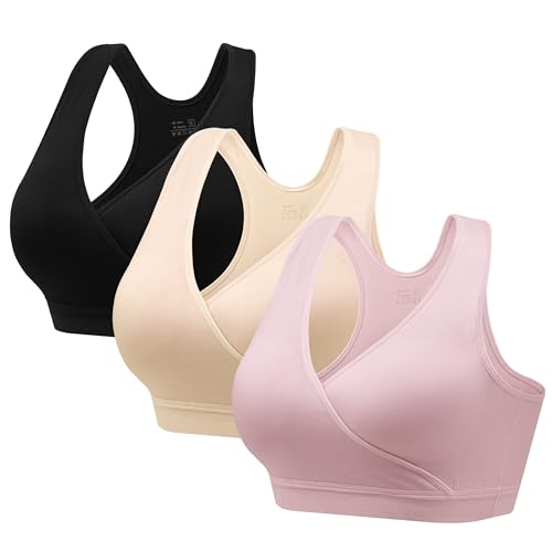 Image of HBselect Nursing Bras for Breastfeeding, Maternity Nursing Sleep Bra Wireless Pregnancy Sleep Bralette 3 /5 Pack