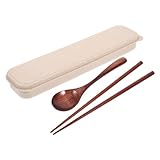 DECOMELODY Tragbares Japanisches Holzbesteck Set mit Geschnitztem Löffel und Essstäbchen...