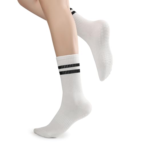 Image of loudashuaiqi Grip Pilates Socks Non Slip Athletic Yoga Socks with Grips for Women Grippy socks for Hospital Workout Barre