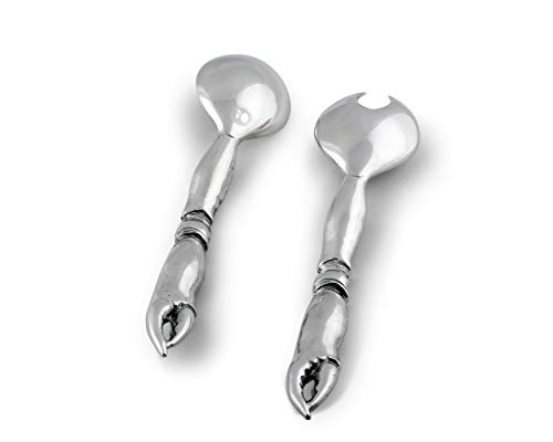 Arthur Court Pewter Crab Claw Salad Serving Spoon And Salad Serving Fork, Salad Servers Set- Ocean Sea Inspired Heavy Quality Amazing Detail 11 Inch Long #TOP3