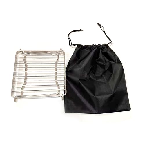 TreGoo Ultralight Mini Camp Grill with Foldable Legs – 304 Stainless Steel Grate, Portable Gas Stove & Campfire Stand, Compact Grill Grid for Backpacking/Camping/Hiking/Picnic/Travel/Fishing (Weave)
