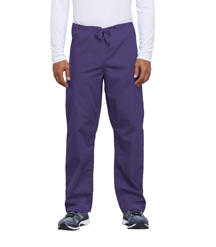Cherokee Petite Originals Unisex Drawstring Cargo Scrubs Pant, Grape, Small Short