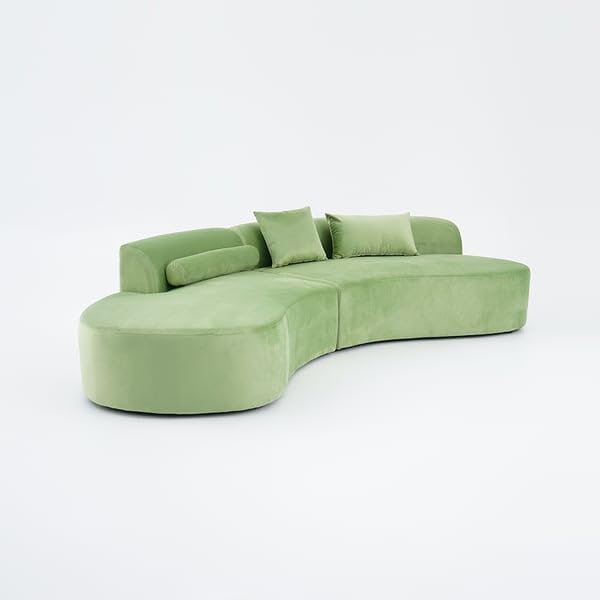 Image of Modern Classic L Shape Sectional Sofa Set, Chesterfield Style 4 Seater Sofa Set with Pillows for Living Room, Bedroom and Office, Office, and Hallway Colour (Olive Green)