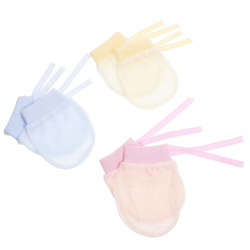 Homoyoyo Infant Mittens 0-3 Months Scratch Mittens Newborn Baby Gloves for Toddlers 3 Pairs of Breathable