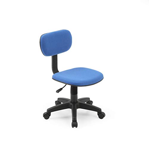 Hodedah Armless, Low-Back, Adjustable Height, Swiveling Task Chair with Padded Back and Seat in Blue, Not for adult use