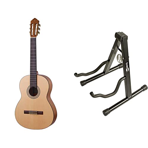 Yamaha C40MII Konzertgitarre natur matt – Hochwertige Akustikgitarre für Einsteiger mit mattem Finish & RockJam aframe Gitarrenständer für alle Gitarren Akustikgitarrenständer E-Gitarre Ständer