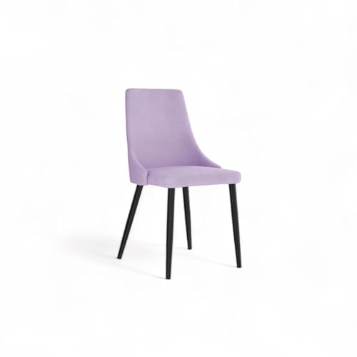 Image of Finch Fox Taskpro Modern Unique Velvet Upholstered Seating Living Room Dining Chair with Black Metal Legs in Lavender Color
