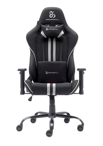 Miniatura 4 de NEWSKILL KitsuneV2 - Silla Gaming ergonómica, Respaldo reclinable 180 Grados, reposabrazos 2D Ajustables, Cojines Lumbar y Cervical, Ruedas XL silenciosas, Tela Transpirable, Color Gris
