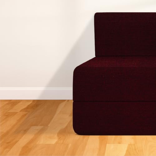 Image of CELLBELL Comfy Sofa Cum Bed 3x6 Feet | Foldable Dual Use Couch Bed with Soft Cushions, Washable Fabric Cover & Sturdy Frame | Space Saving Modern Design for Living Room, Bedroom & Guest Use (Maroon)