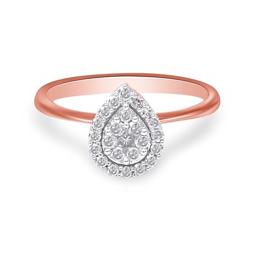 Haus of Brilliance 10K Rose Gold 3/8 Cttw Round-Cut Diamond Pear Promise Ring (I-J Color, I2-I3 Clarity) - Size 8