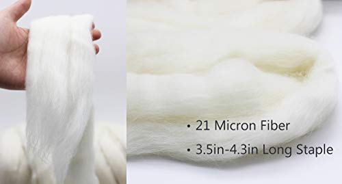 Super Chunky Merino Wool Yarn- Bulky Roving Yarn For Finger Knitting,Crocheting Felting,Making Rugs Blanket And Crafts (Cream, Superchunky-2.2Lb) #TOP3