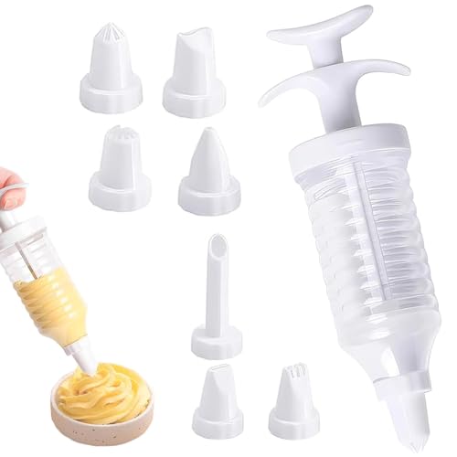 Icing Syringe, Cake Piping Kit Sets Piping Set Baking Supplies Baking Supplies Frosting Tools for Gift Baking Lover (White)