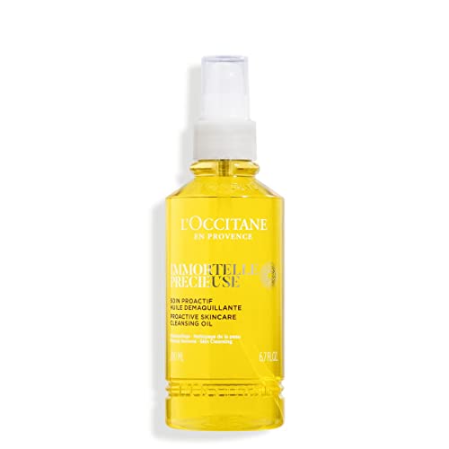 L'OCCITANE Immortelle Precious Cleansing Oil 200ml | Vegan & 95% Readily Biodegradable | Natural Alternative to Retinol | Luxury & Clean Beauty Make Up Remover for All Skin Types