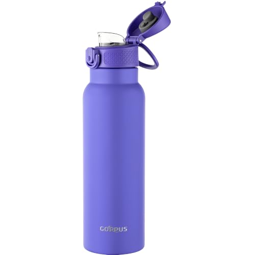 Image of GOPPUS 25 oz Insulated Water Bottle with Direct-Drink Lid,Keep Cold 24H,Leak-Proof Stainless Steel Bottle Ideal for the Gym,Travel,and Outdoor Use,Suitable for Teens and Adults（Purple）