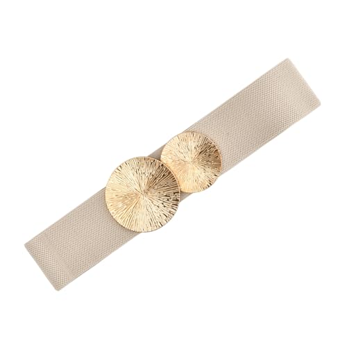Shengxi Cinturón Elástico Vintage Para Mujer   Cinturones Anchos Con Hebilla Dorada de Moda Para Vestidos y Abrigos (Dorado)