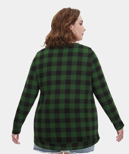 Image of CARCOS Plus Size Tops for Women Color Block Flower /Striped /Camo Crew Neck Long Sleeve Tee Shirt