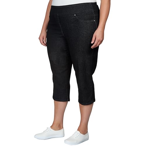 Ruby Rd. Womens Womens Plus-Size Mid-Rise Pull-on Straight Extra Stretch Light Weight Denim Capri with Side Splits3