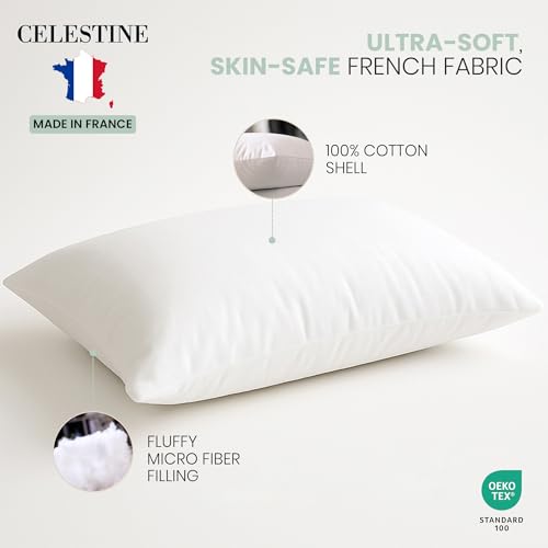 King Size Bed Pillows Set of 4 – Soft & Supportive Down Alternative Microfiber Filling, Plush White 36x20 Sleeping Pillows for Side and Back Sleepers, Breathable, Machine Washable by Celestine - Used condition - Image 2