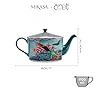 Mikasa x Sarah Arnett Théière, Théière en porcelaine avec couvercle, imprimé tropical pour les réceptions, 11L - Emballage cadeau et lavable au lave-vaisselle