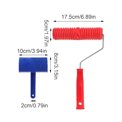 Wood Grain Tool Set - Rubber Graining Roller Kit for Wall Furniture Painting | Flexible Silicone Pattern Maker with Ergonomic Handle, Realistic Texture Finishing Tool, DIY Decoration Accessories