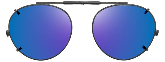 Visionaries Spring Clip on Sunglasses - Polarized Lens in Black Frame, Round Shape
