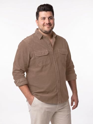Image of Urbano Plus Men's Corduroy Full Sleeve Regular Fit Solid Overshirt with Utility Pockets