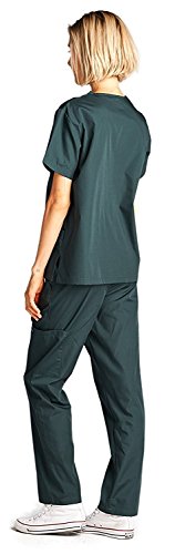 Dagacci Medical Uniform Woman And Man Scrub Set Unisex Medical Scrub Top And Pant, Hunter Green, S #TOP4