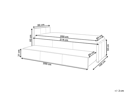 Beliani Tagesbett ausziehbar Stoffbezug Leinenoptik blau Lattenrost 80x200 cm Marmande – Bild 4