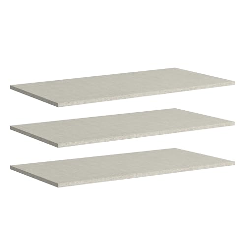 Forte Extras Einlegeböden 3-er Set 80 90, Moderne Einlegeböden für Forte Kleiderschränke, Holzwerkstoff, Schlafzimmer, Textilnachbildung Grau, 82,9 cm breit x 42 cm hoch x 1,5 cm tief