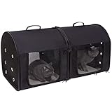 Soft Portable 2-in-1 Double Travel Kennel- Detachable Pet Dual Compartment Carrier to Comfort Pet...