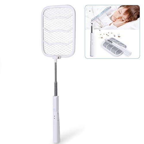 Preisvergleich Produktbild NANUNU Mückenschläger-Elektrische Fliegenklatsche Schläger Drei Schichten Mesh USB Aufladen Faltbare Moskito Fliegen Klatsche Fliegen Zapper mit ausziehbarem Griff