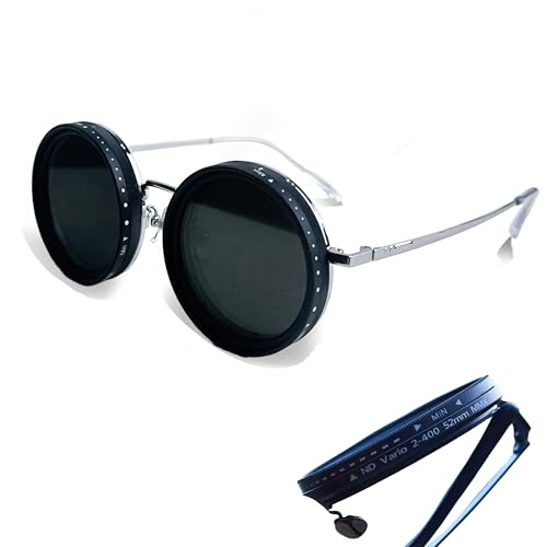 Adjustable Tint Sunglasses Polarized Round Lenses with ND Filter, 9 Gears, Ideal for Beach, Fishing, and Outdoor Activities