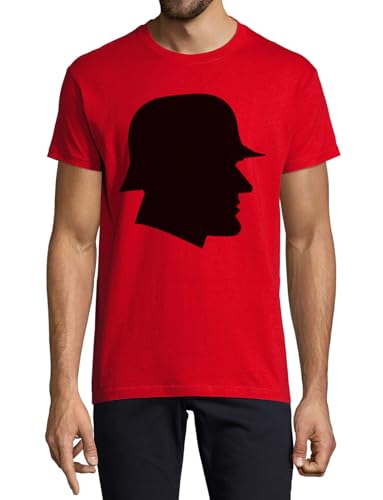 T-shirt Grim Soldier homme coton col rond rouge haut graphique été