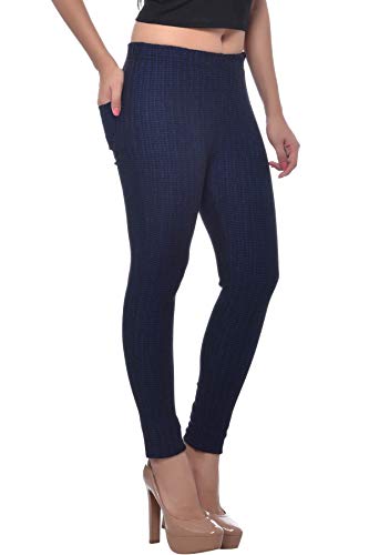 Image of Frenchtrendz Women's Cotton Spandex Jacquard Stretchable Slim Fit Jegging with Back Pockets