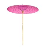 Chinese stijl Shanghai paraplu 200cm, bamboe buiten tuinparasol, waterdicht, UV-bescherming, ronde zonneschermparaplu voor zwembad, terras (Color : Pink, Size : 200cm/6.6ft)