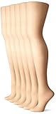 No Nonsense Women's Sheer To Waist Toe Pantyhose 6-Pack, Nude, Plus