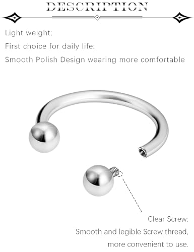 20g/18g/16g G23 Titanium Internally Threaded Nose Septum Horseshoe Hoop Earring Eyebrow Tragus Helix Daith Lip Rings Piercing Jewelry3