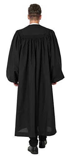 IvyRobes Unisex Clerical Clergy Robe for Pulpit with Bell Sleeves Black2