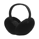 Clicitina Faltbare Ohrenschützer für Männer und Frauen, Winter, warm, Winddicht und frostsicher, insgesamt, abnehmbares Memory-Stirnband, einfache -Ohrenschützer Infrarot Heizpilz (2-Black, A)