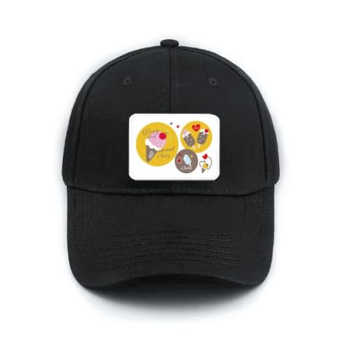 Casquette de baseball classique noire réglable avec motif Cherry Heart Popsicle