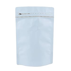 150 Pack Stand up Coffee Bean Bag with Valve Matte Metallic Ziplock Bags Heat-Sealable Resealable Solid Color Pouches for Food Storage (White,5 * 8.3 inch,1/4 lb)