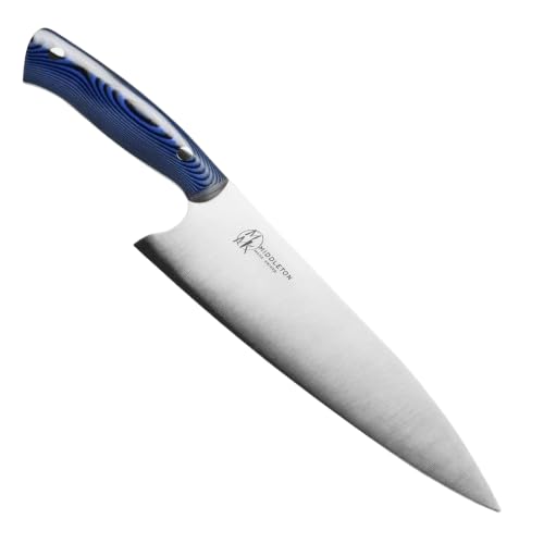 Middleton Made Knives Echo 8 Inch Chef Knife - Handmade Professional Chef Knife - Chefs Knife Made with AEB-L Stainless Steel - USA Made Knife - Great Chef Gifts - Blue