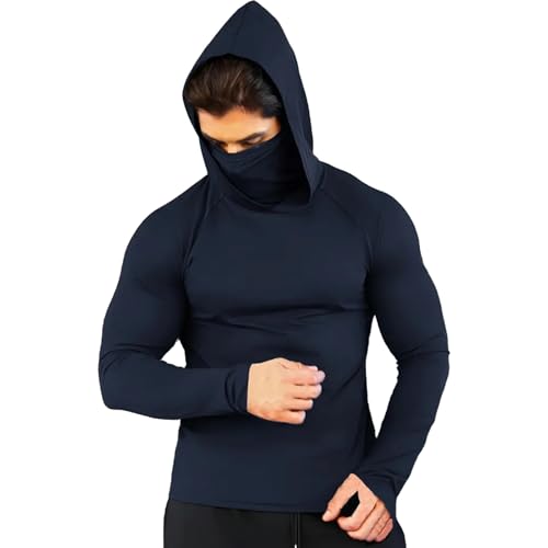 Sun Protection Shirts for Men with Mask UPF 50+ Fishing Blouses Long Sleeve UV Rash Guard Hiking Lightweight Hoodies